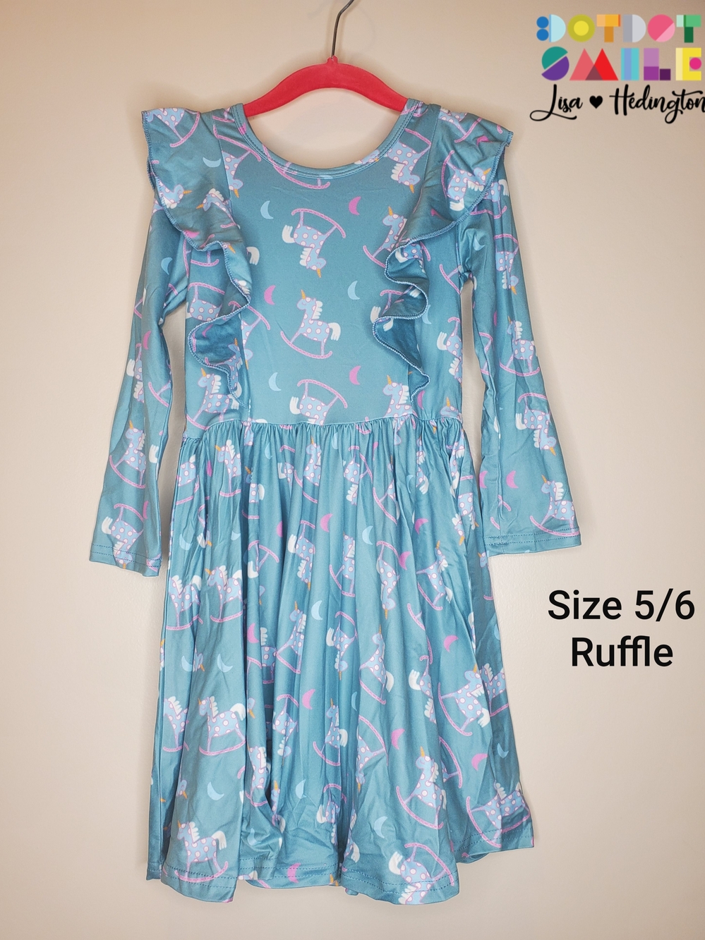 NWT DotDotSmile Ruffle Long-Sleeve Rocking Horse Dress Size 5/6